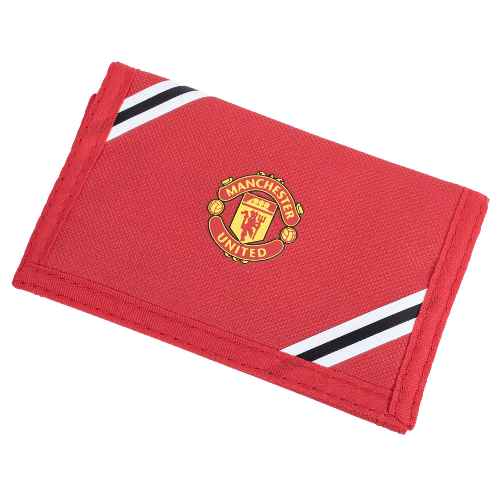 Manchester United FC Core Stripe design wallet with a full colour MUFC club crest
