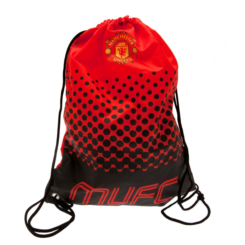 Manchester United FC Fade gym bag featuring MUFC text and a full colour club crest