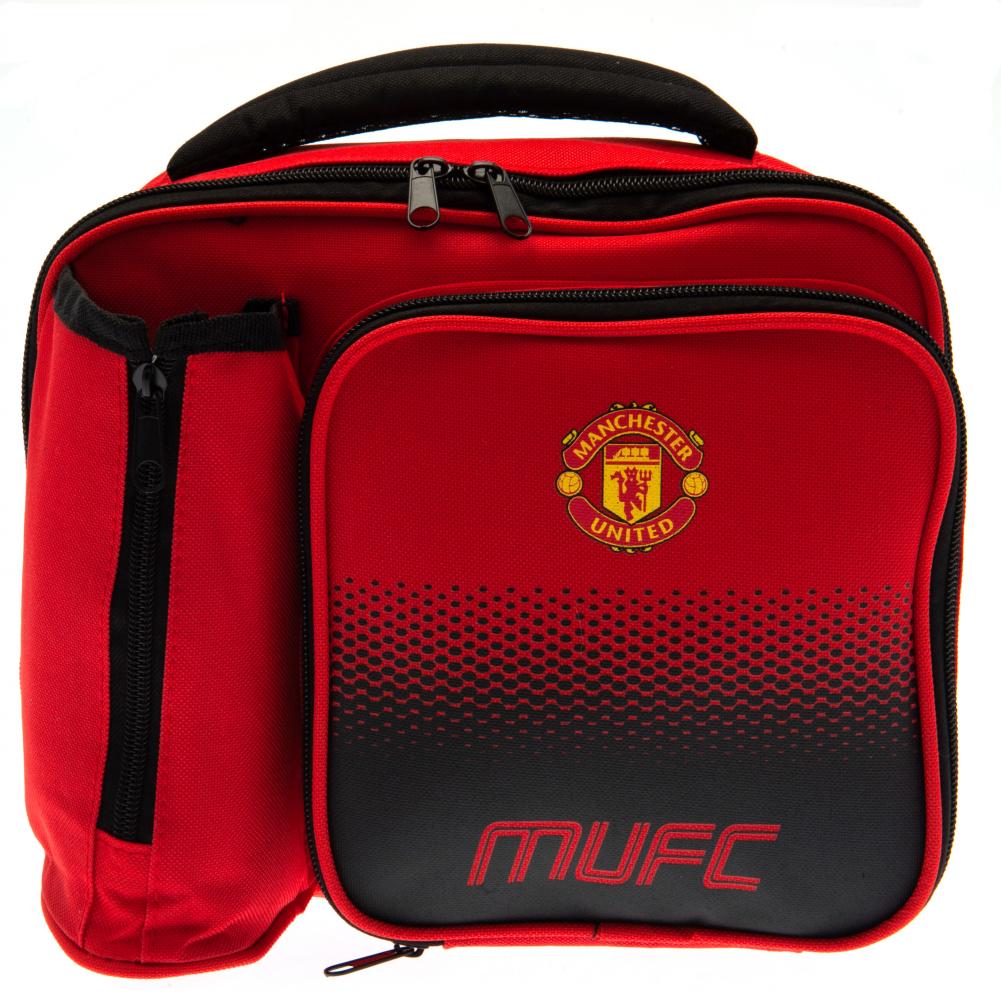 Manchester United fade design lunch bag with MUFC text, full colour club crest and carry handle