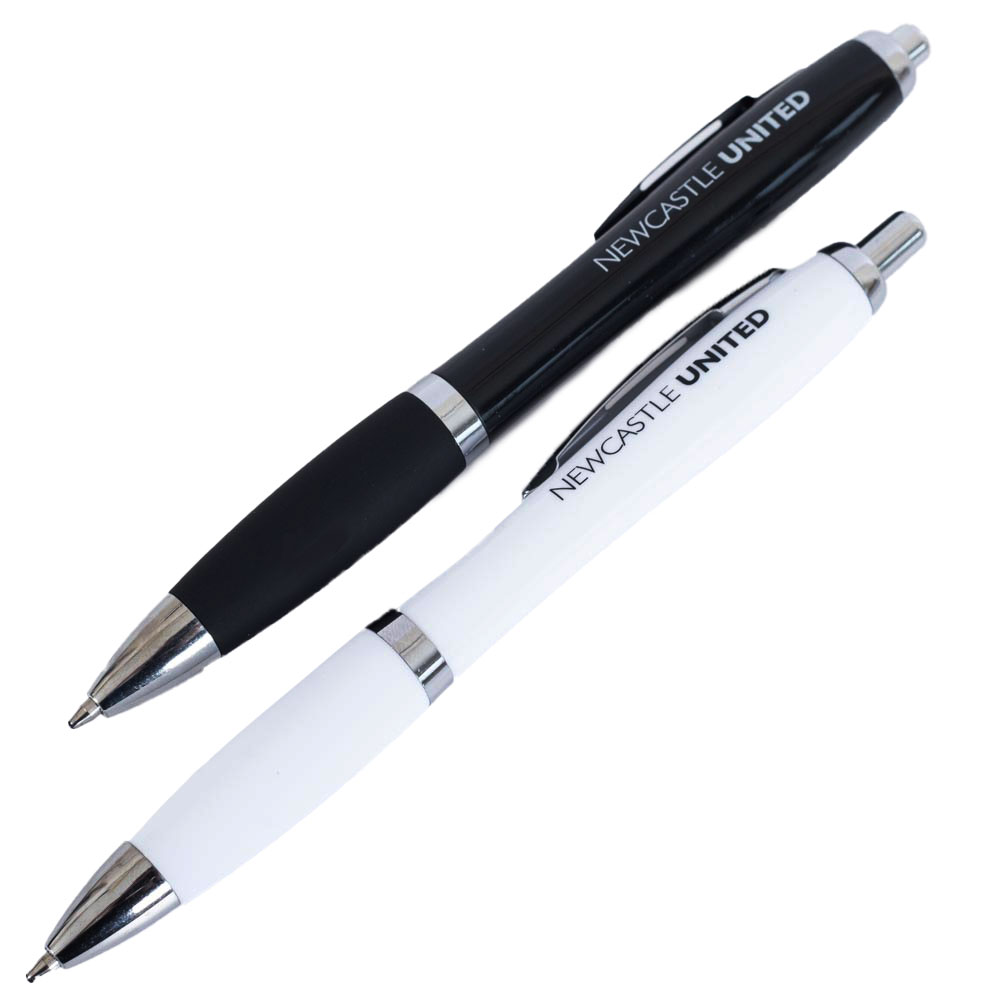 Newcastle United FC pack of two black and white retractable ballpoint pens with Newcastle United text