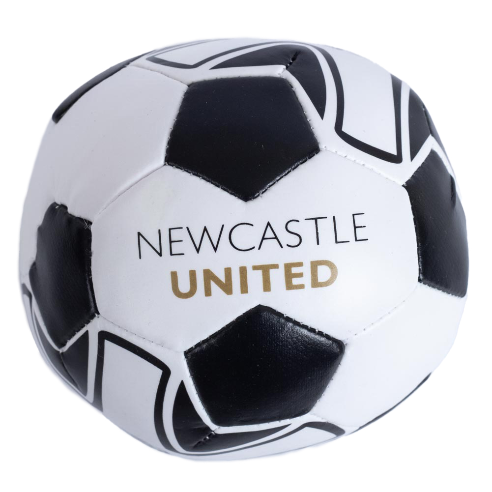 Newcastle United FC black and white 4 inch soft ball with the crest and text in two positions