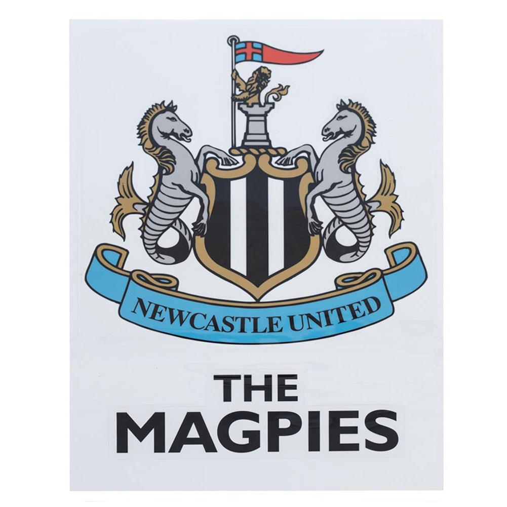 Large Newcastle United FC A3 car decal with The Magpies sticker and a crest sticker