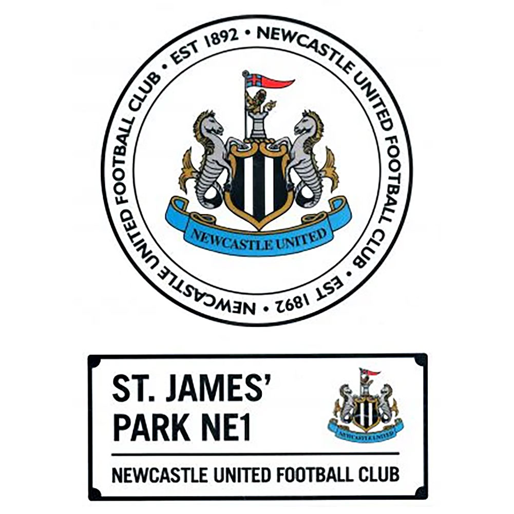 Large Newcastle United FC A4 car decal with The Magpies sticker and a crest sticker
