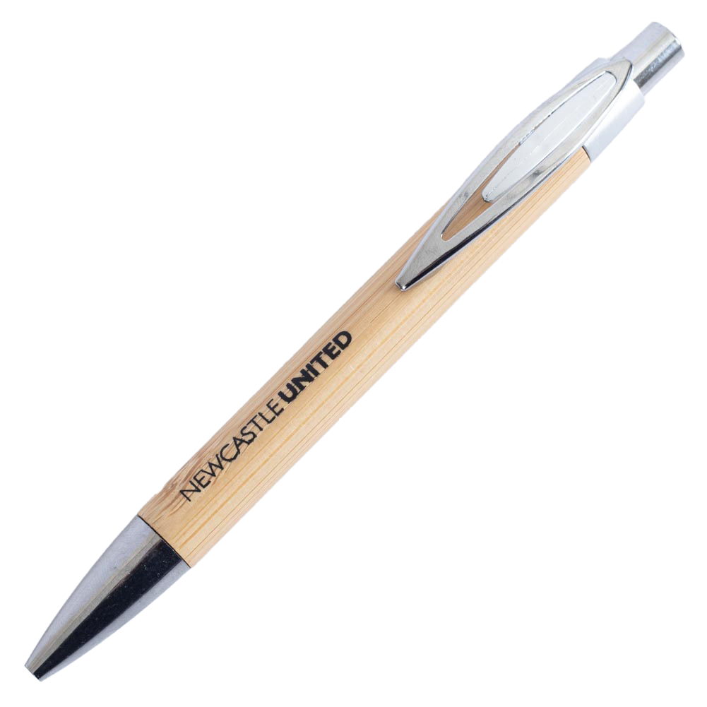 Newcastle United FC retractable ballpoint pen with a bamboo finish and Newcastle United text