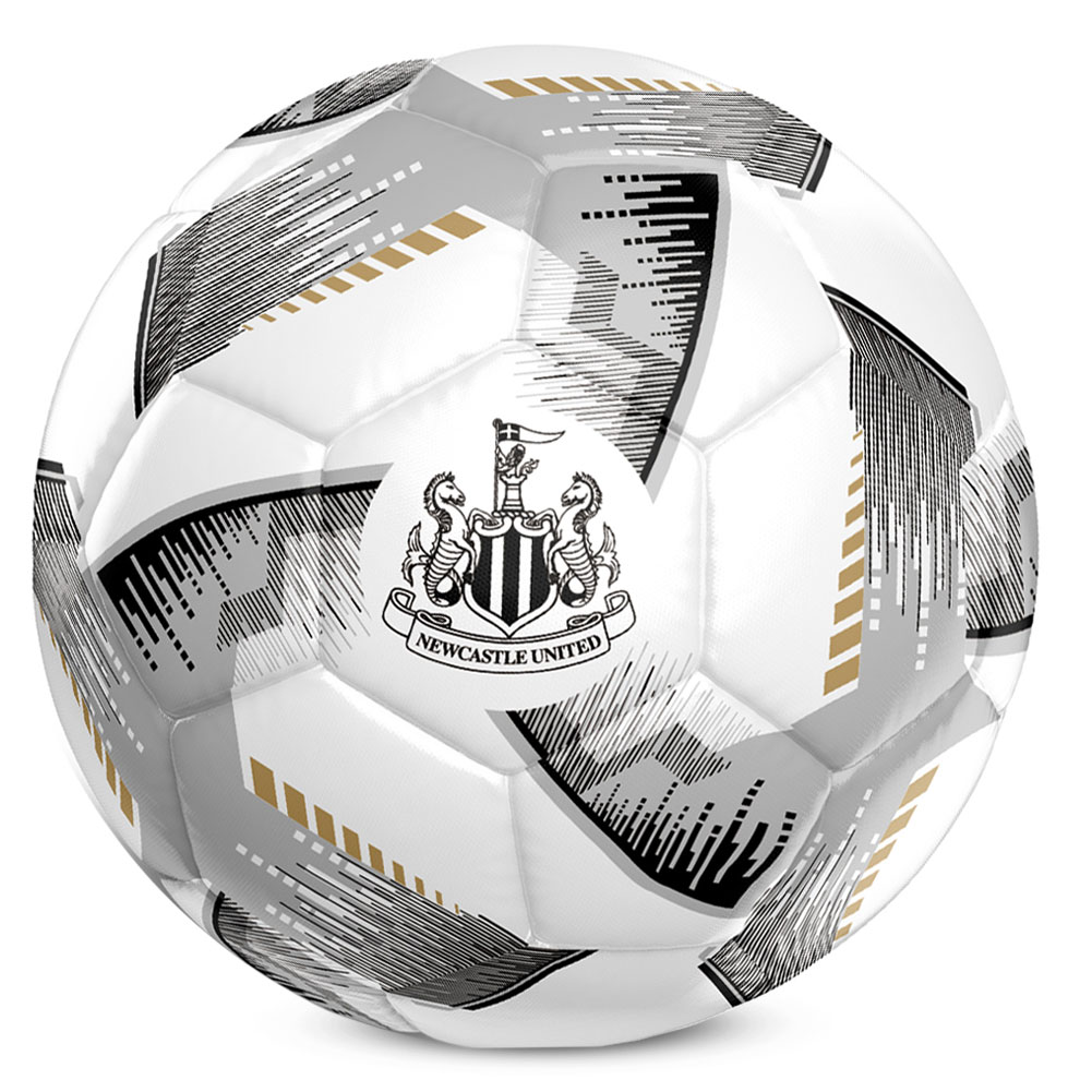 Newcastle United FC black and white Blitz design Size 5 football with a full colour Newcastle crest