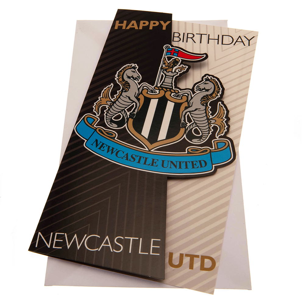 Newcastle United FC colourful fold out birthday card with a large full colour Newcastle United crest