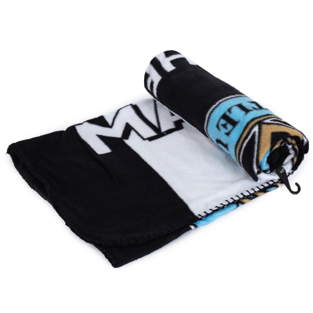 Newcastle United FC black and white fleece blanket with a large full colour club crest