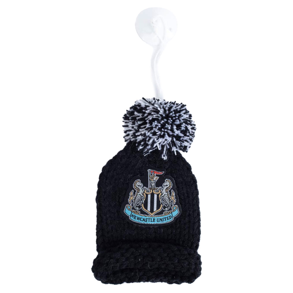 Mini wool Newcastle United FC bobble hat with a crest and a woven hanging string