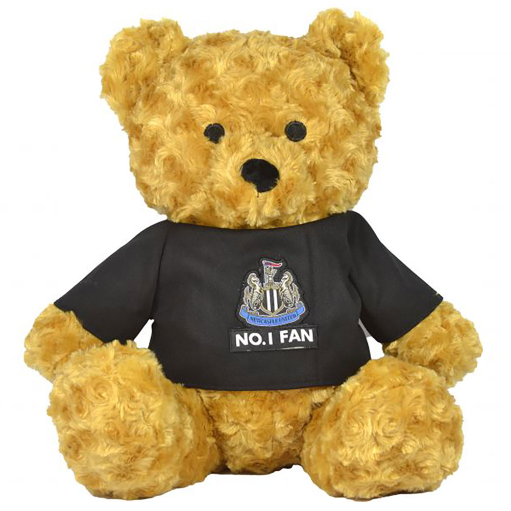 Newcastle United FC Honey Bear classic style teddy wearing a Newcastle United tee