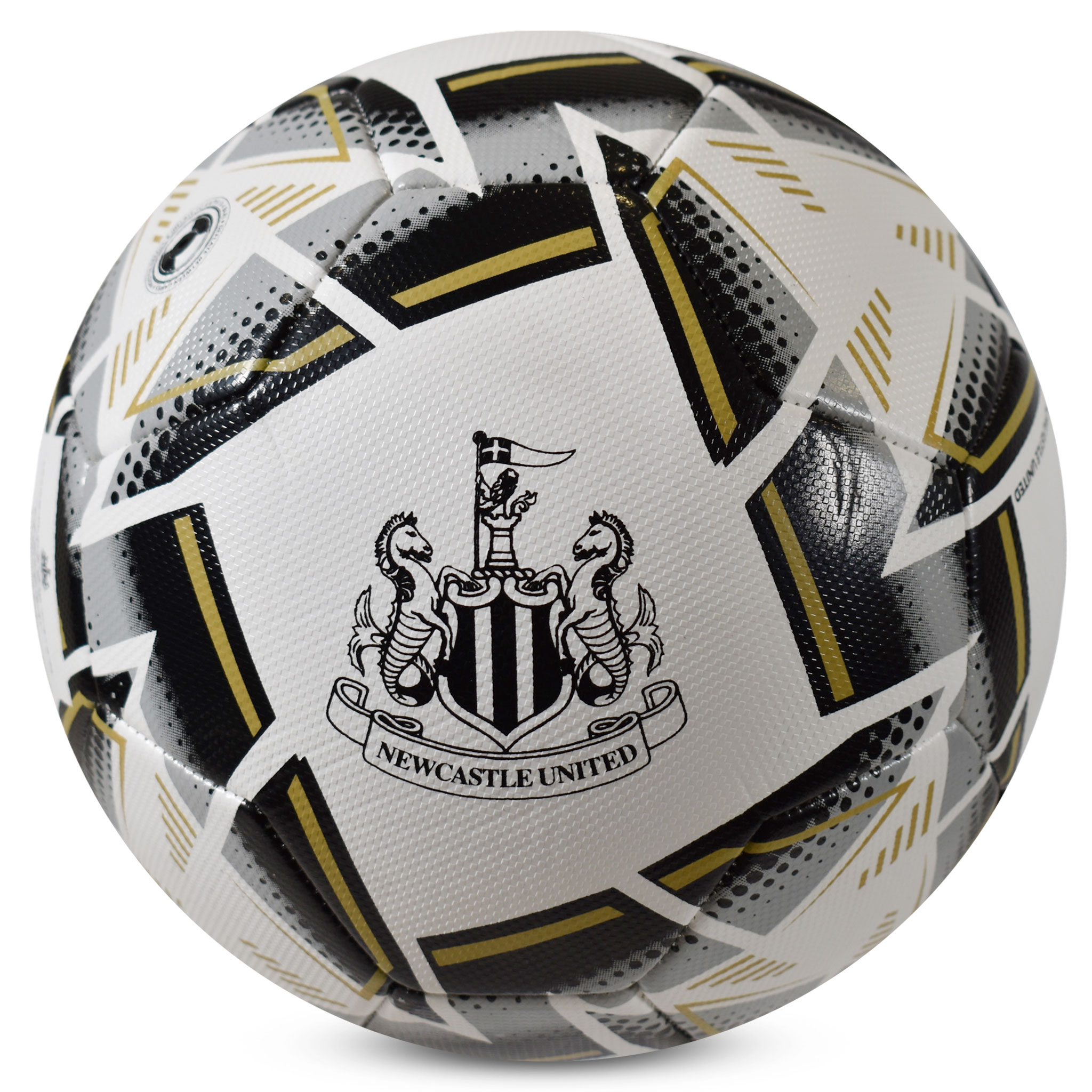 Newcastle United FC Nova football in black and white with a black Newcastle crest and textured panels