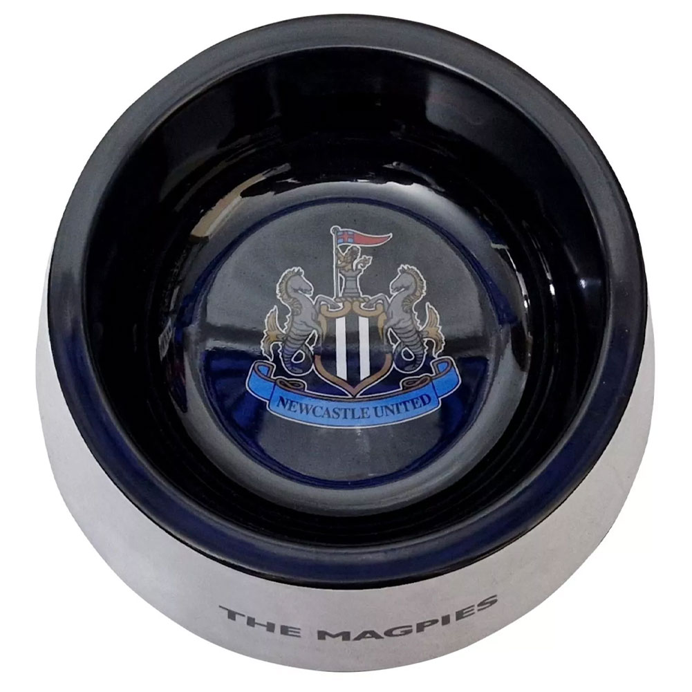Large Newcastle United FC pet bowl with the Newcastle crest inside and a non-slip rubber base