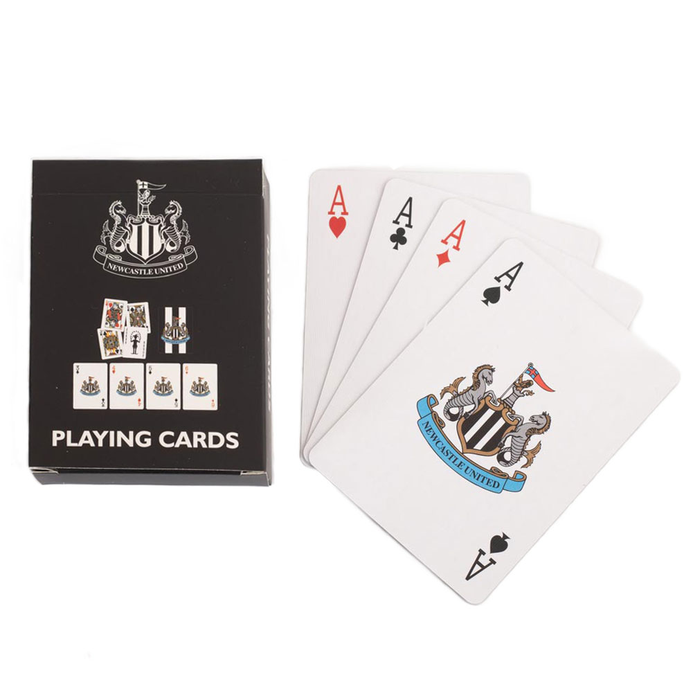 Newcastle United FC linen playing cards in a printed card packet, each card adorned with the NUFC crest