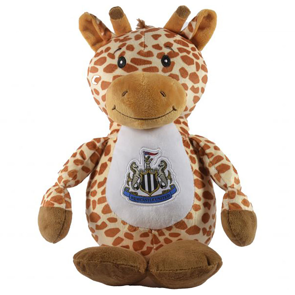 Newcastle United FC plush giraffe from the Newcastle Zoo Crew with a woven Newcastle crest