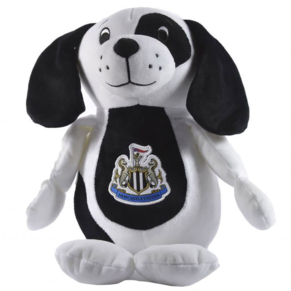 Newcastle United FC plush Yappy Dog from the Newcastle Zoo Crew with a woven Newcastle crest