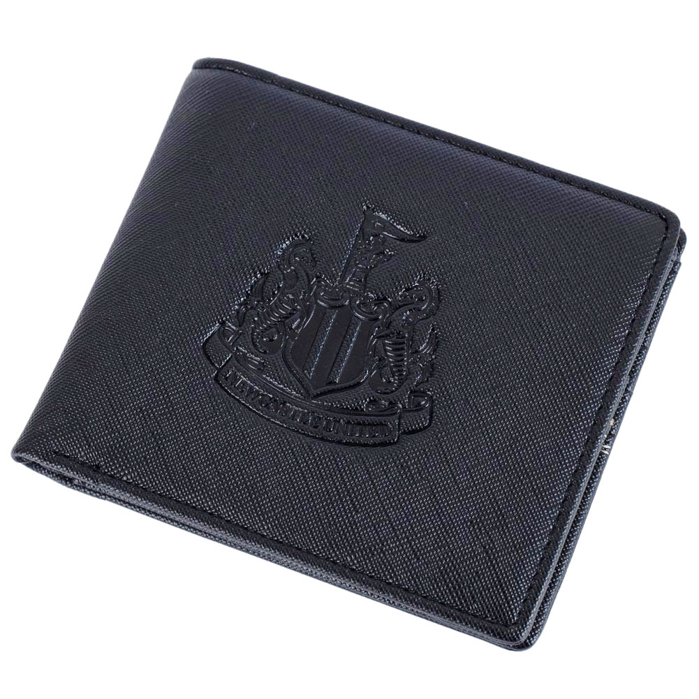 Black Newcastle United FC PU wallet with a large debossed club crest