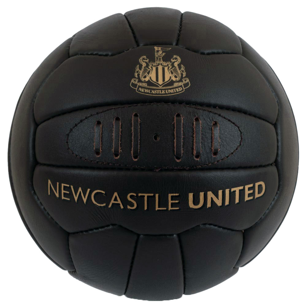 Newcastle United FC retro heritage football in genuine leather with a gold debossed crest and text
