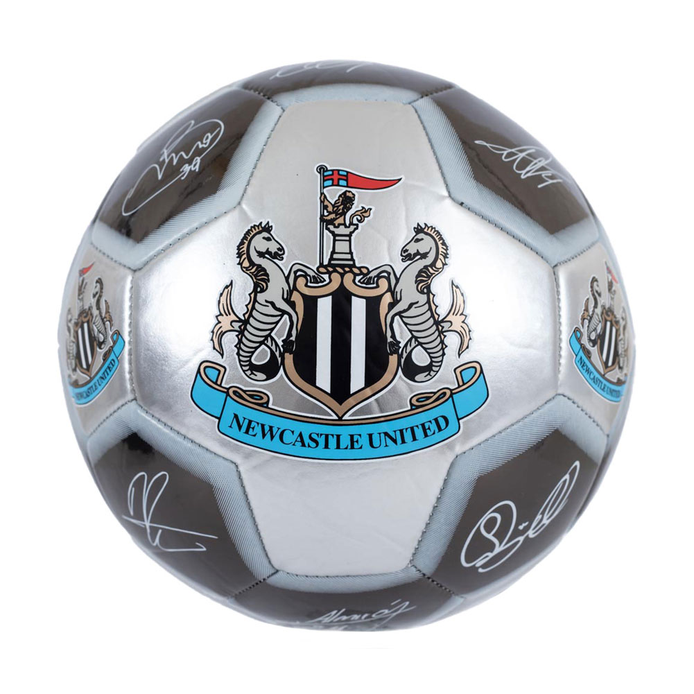 Newcastle United FC Sig 26 skill ball with the Newcastle crest and official player signature prints