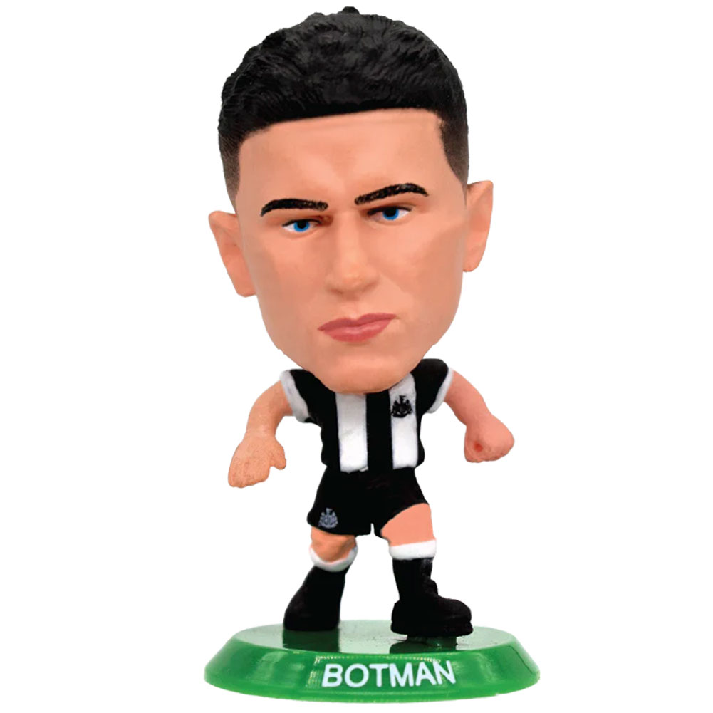 Sven Botman SoccerStarz figure in the classic Newcastle home kit on a green base
