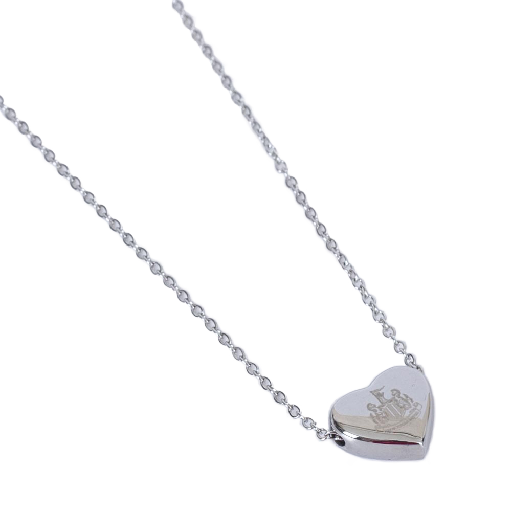 Newcastle United FC stainless steel heart necklace with the crest engraved on a chrome finish pendant
