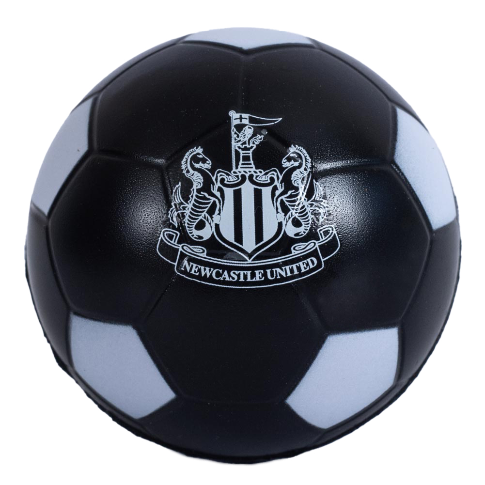 Black and white Newcastle United FC football design stress ball printed with a white club crest