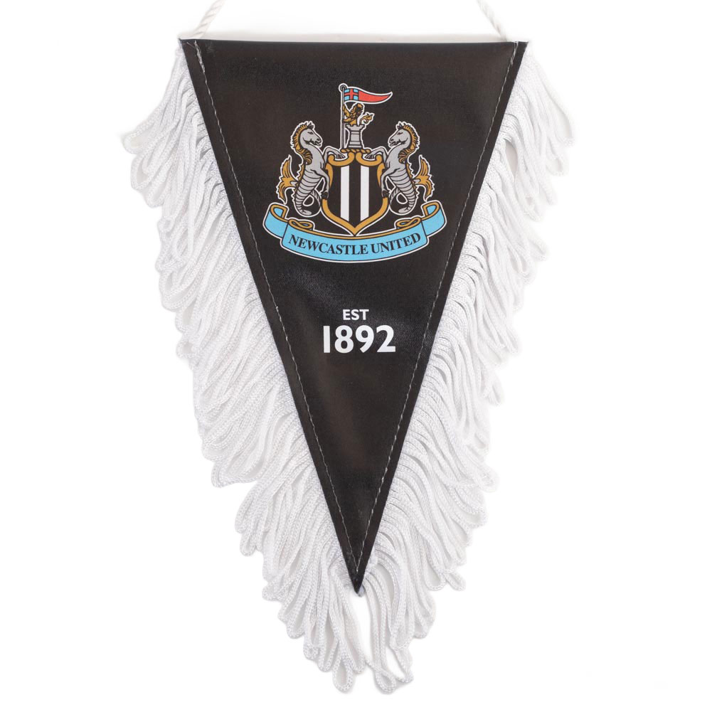 Newcastle United satin look triangular mini pennant with a full colour NUFC crest and Est 1892 text