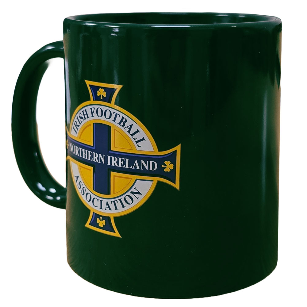 Green Northern Ireland ceramic mug with a full colour crest, Northern Ireland text and a black handle