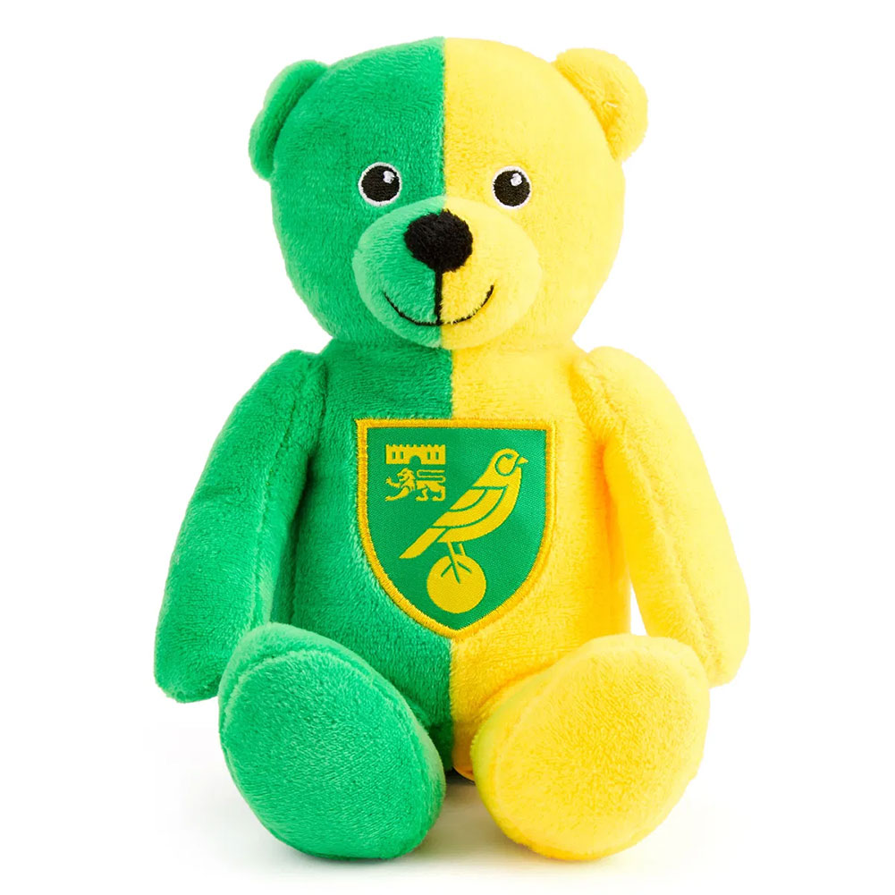 Norwich City FC soft plush contrast teddy bear with a Norwich crest on the chest