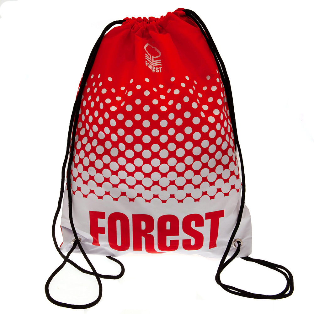 Nottingham Forest FC Fade gym bag featuring Forest text and the club crest