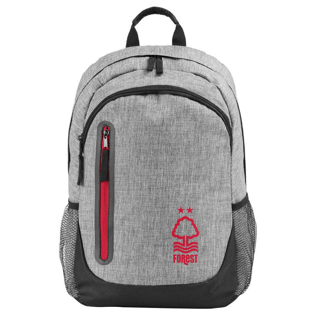 Heather grey Nottingham Forest FC backpack featuring the club crest
