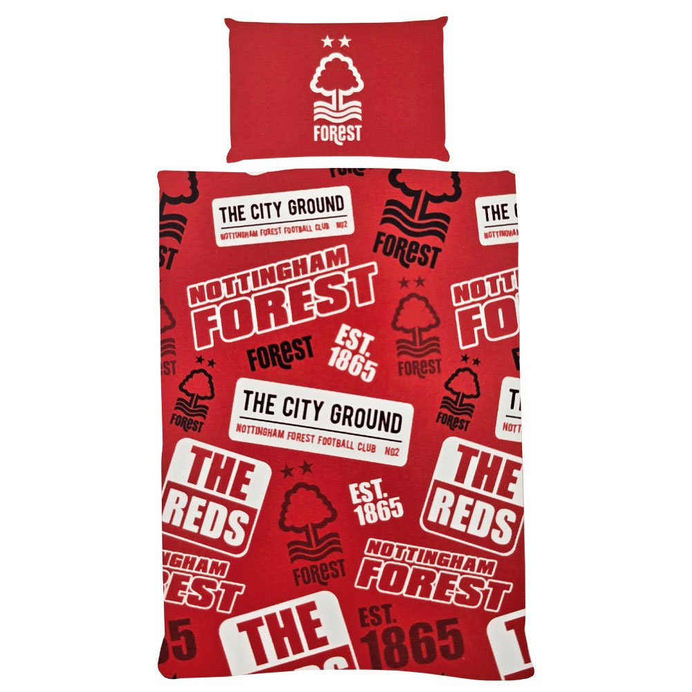 Nottingham Forest FC patch design single duvet cover with a pillowcase carrying a large white club crest