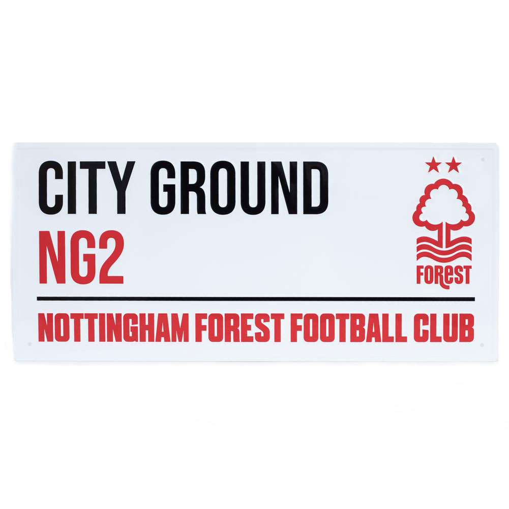 Nottingham Forest FC City Ground street sign in gloss stamped metal on a white background