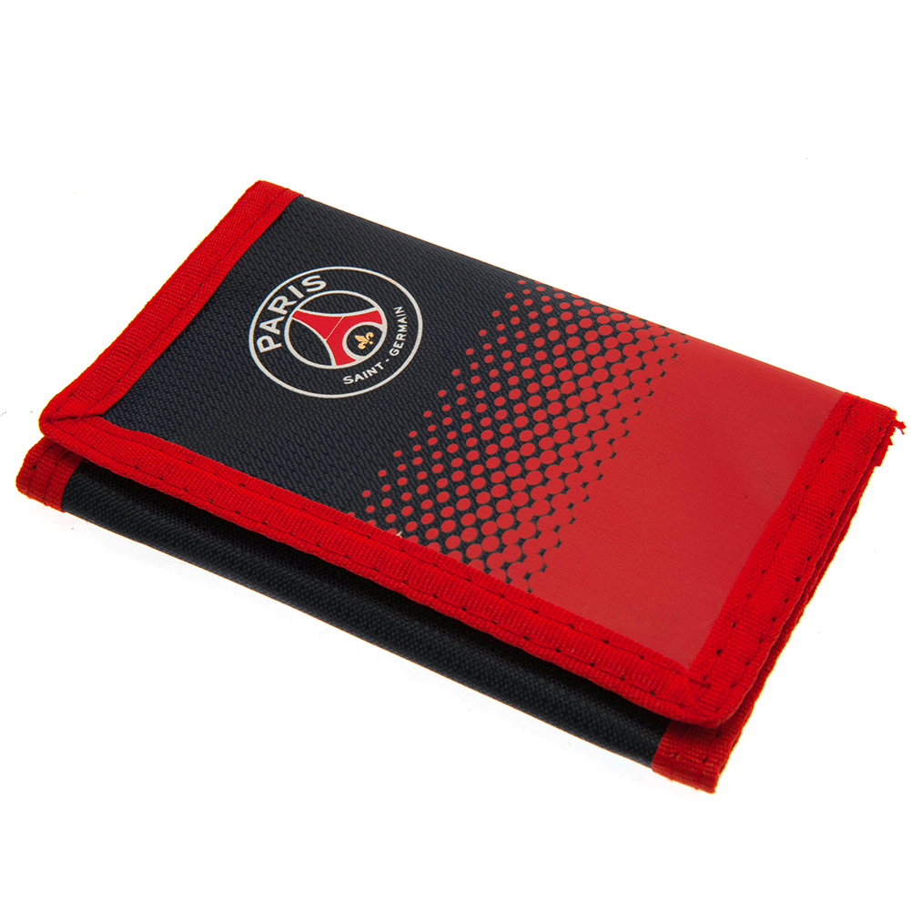 Paris Saint Germain FC Fade design wallet featuring a full colour club crest
