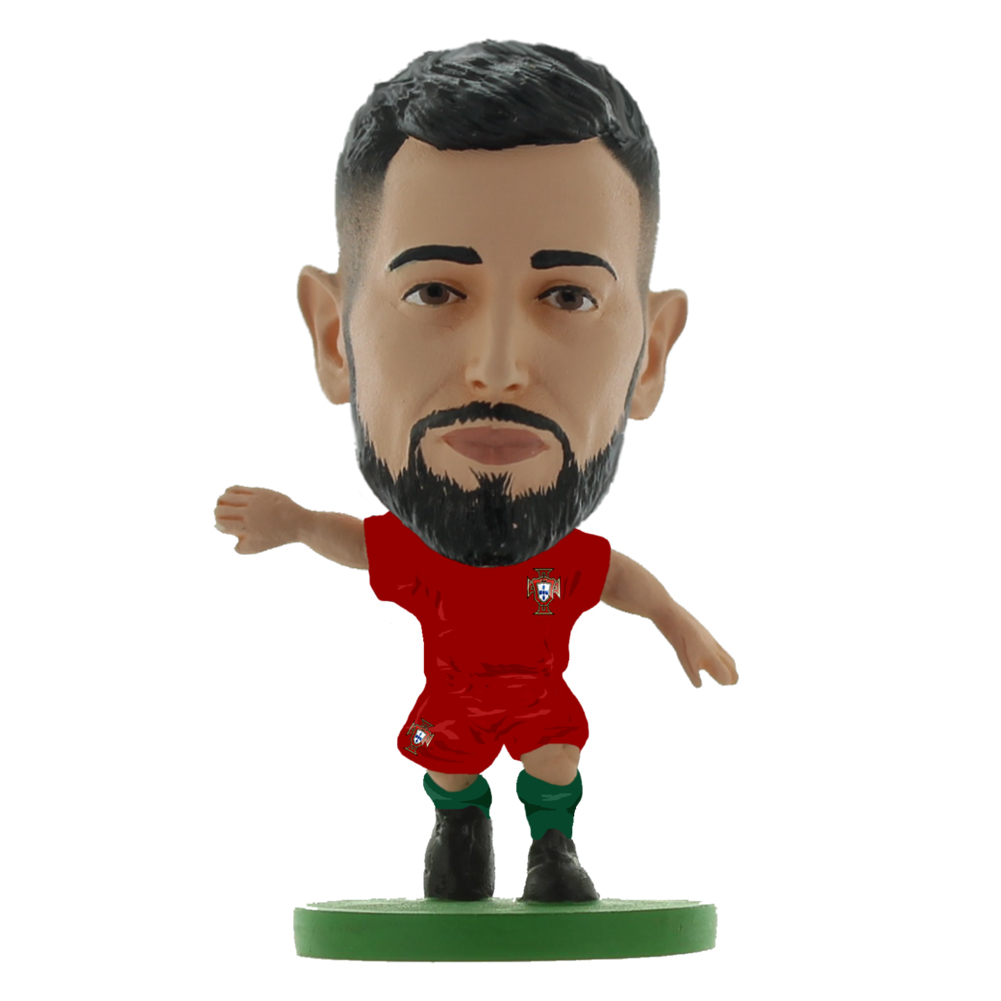 Portugal SoccerStarz Bruno Fernandes collectable figure in the classic home kit on a green base