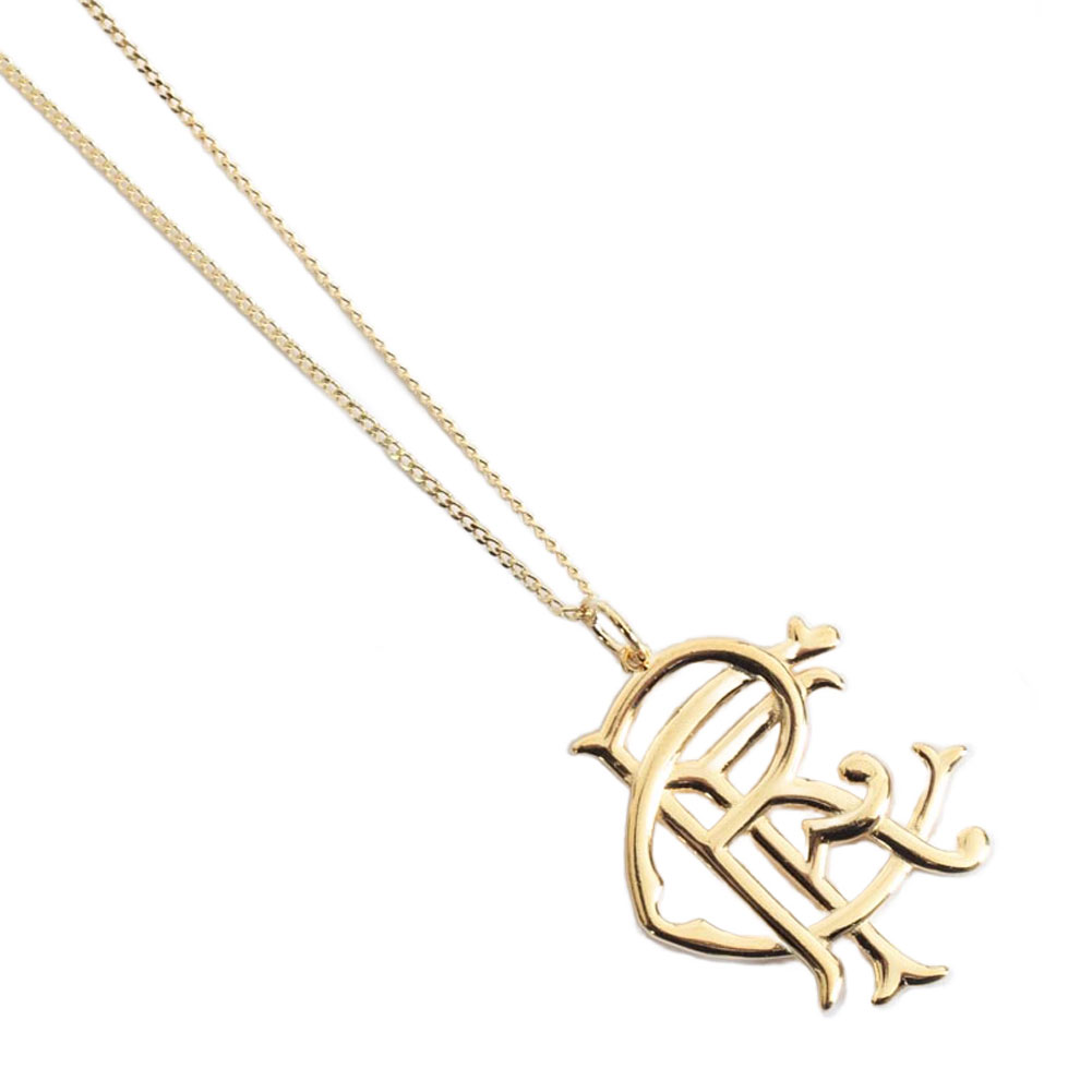 Rangers FC crest pendant on an 18ct gold plated sterling silver chain necklace