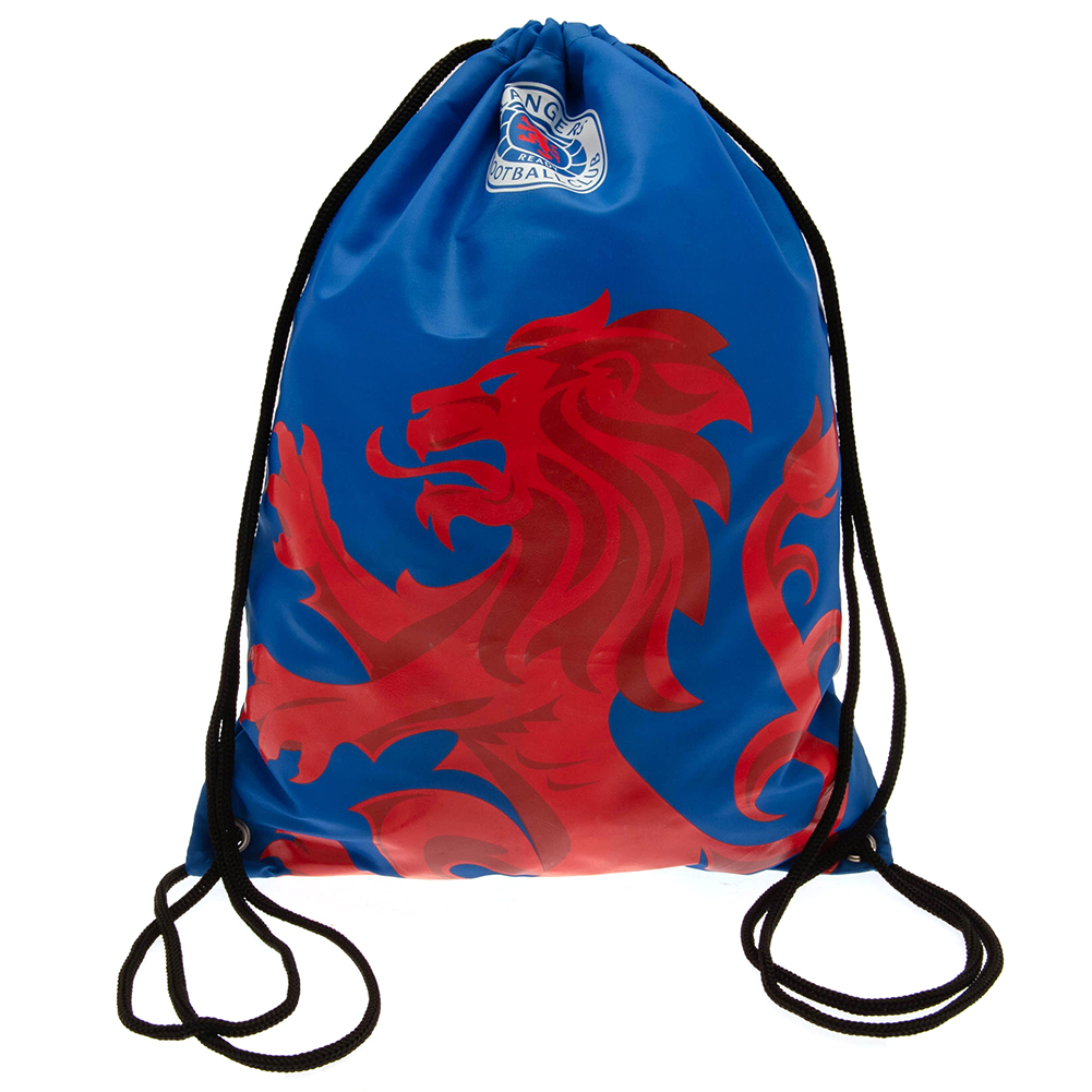 Royal blue Rangers FC Colour React gym bag with a full colour crest and a cropped red lion
