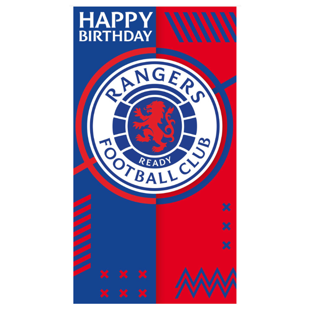 Rangers FC vibrant gloss birthday card with a large full colour Rangers crest on the front