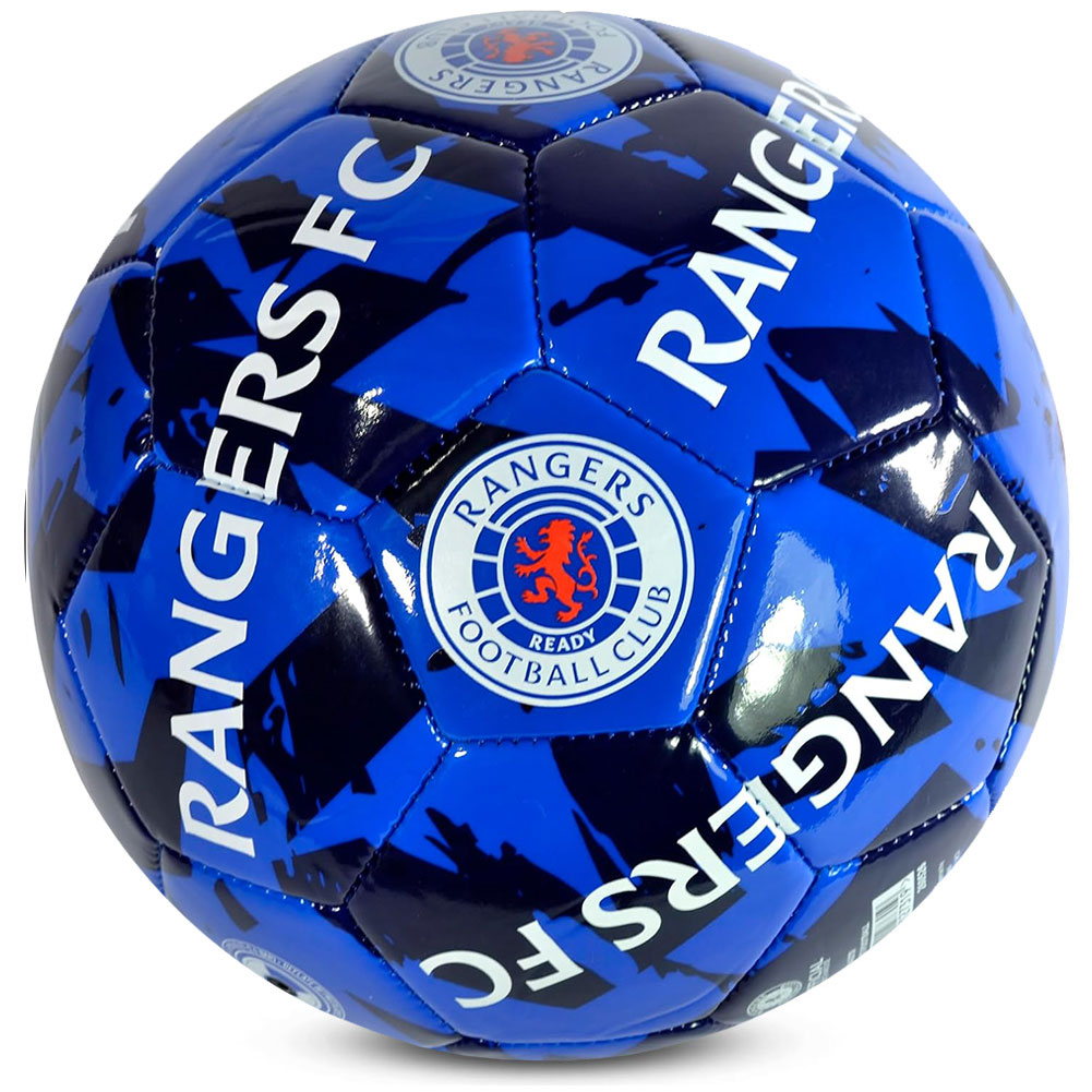 Rangers FC blue Graffiti design Size 5 football with a Rangers crest and text