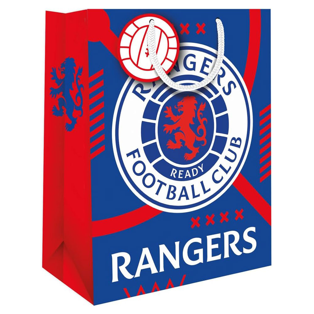 Rangers FC medium colour card gift bag with a full colour Rangers crest and woven string handles