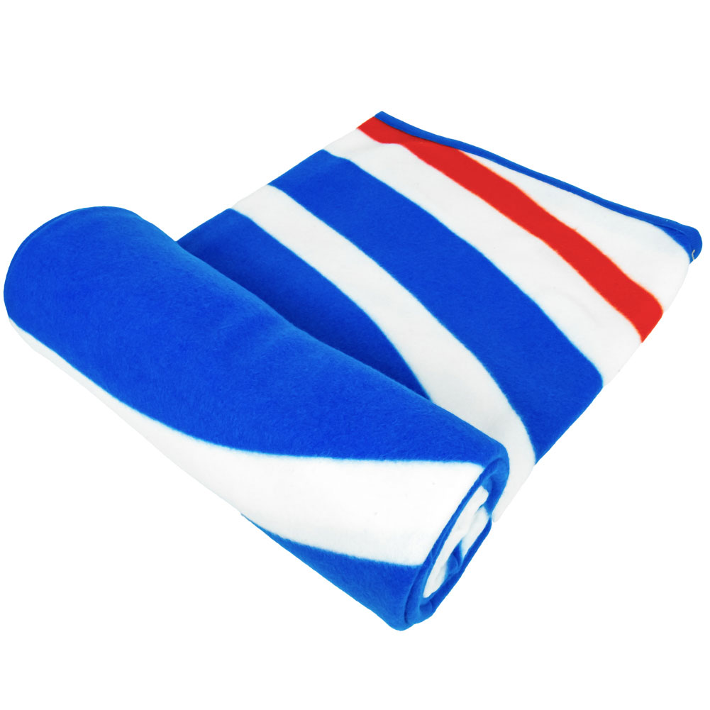 Rangers FC royal blue pulse design fleece blanket with a large club crest in the centre