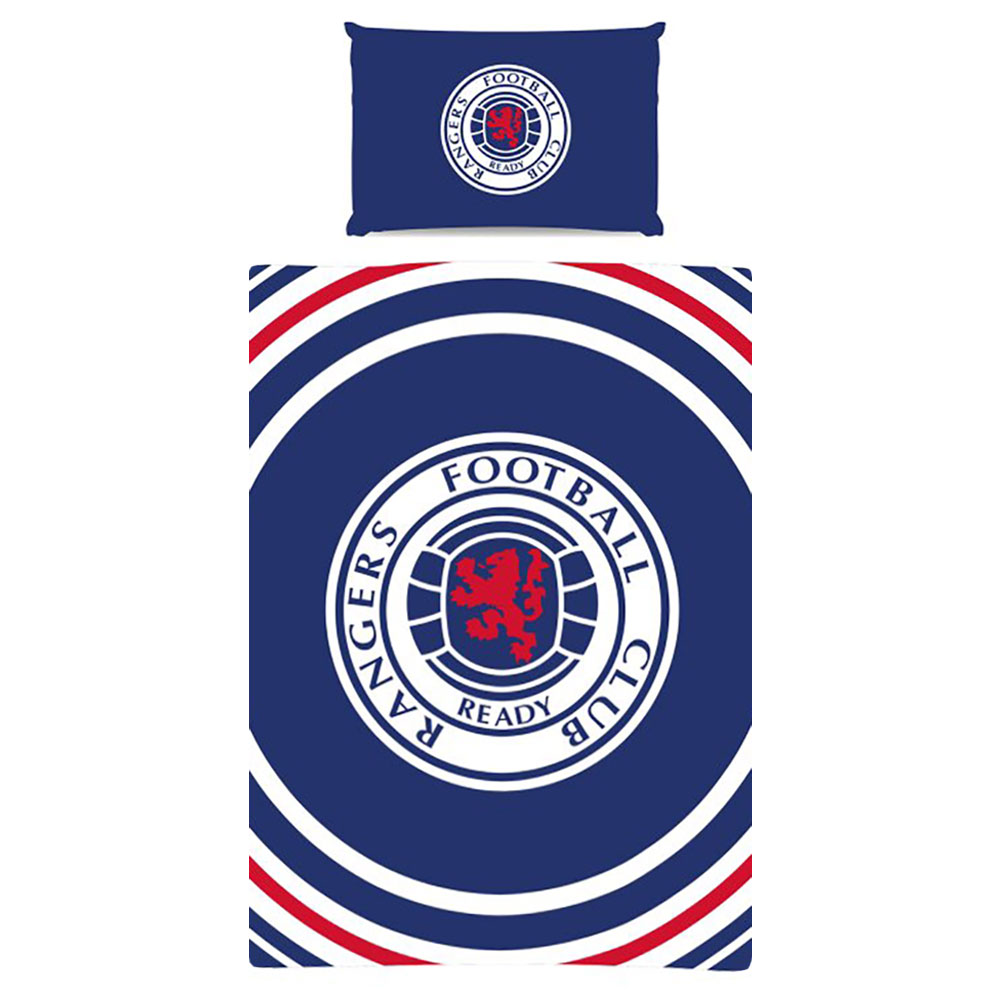 Rangers FC pulse design single duvet cover with a large club crest in the centre and a Rangers crest pillowcase