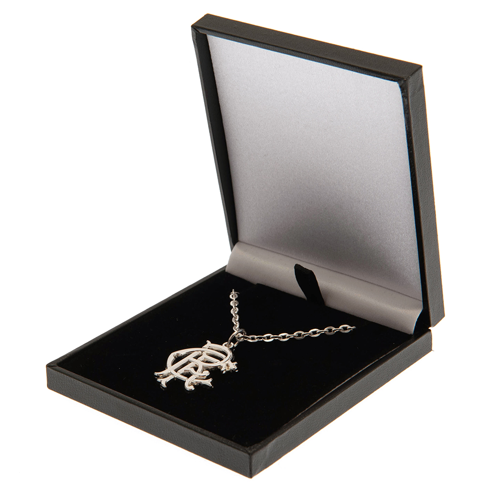 Rangers FC silver plated crest pendant on a chain necklace with a lobster clasp, presented in a gift box