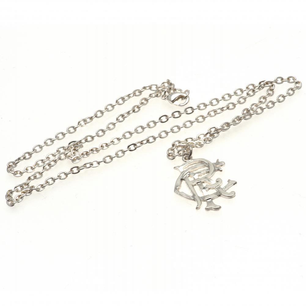 Rangers FC large silver plated crest pendant on a chain necklace with a lobster clasp, in a blister pack
