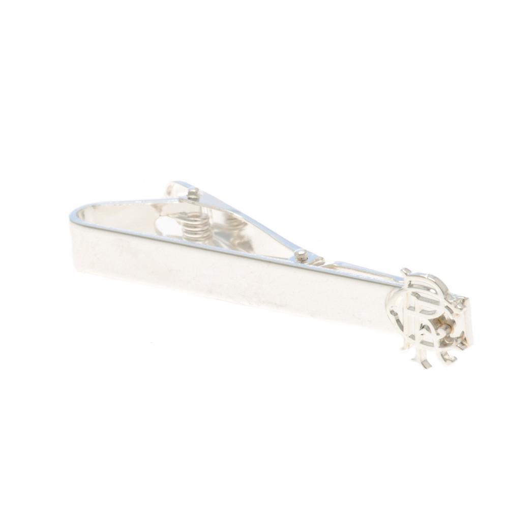 Rangers FC silver plated tie slide with a mirror finish and the Rangers crest on the pin