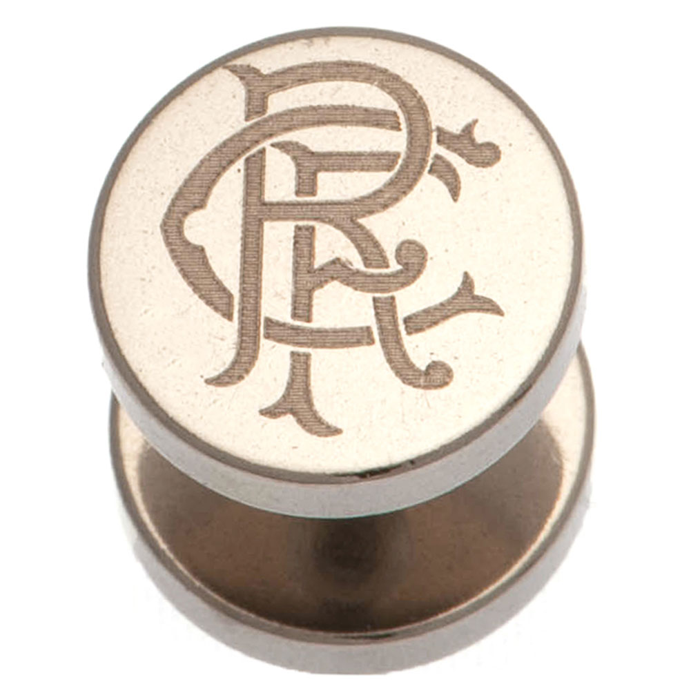 Rangers FC stainless steel stud earring with a laser printed Rangers Scroll crest