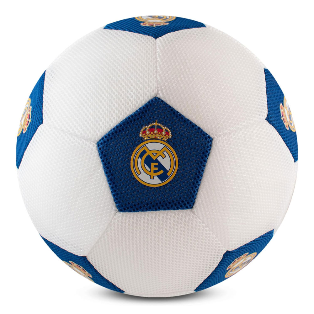 Real Madrid CF white and blue 14 inch mesh ball with full colour Real Madrid crests