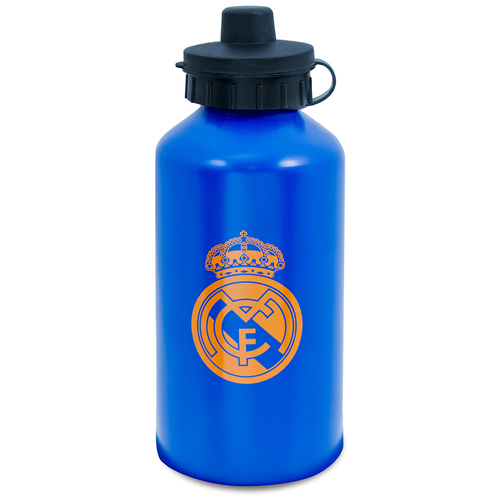 Real Madrid CF matt blue 500ml aluminium drinks bottle with the Madrid crest and a flip top cap