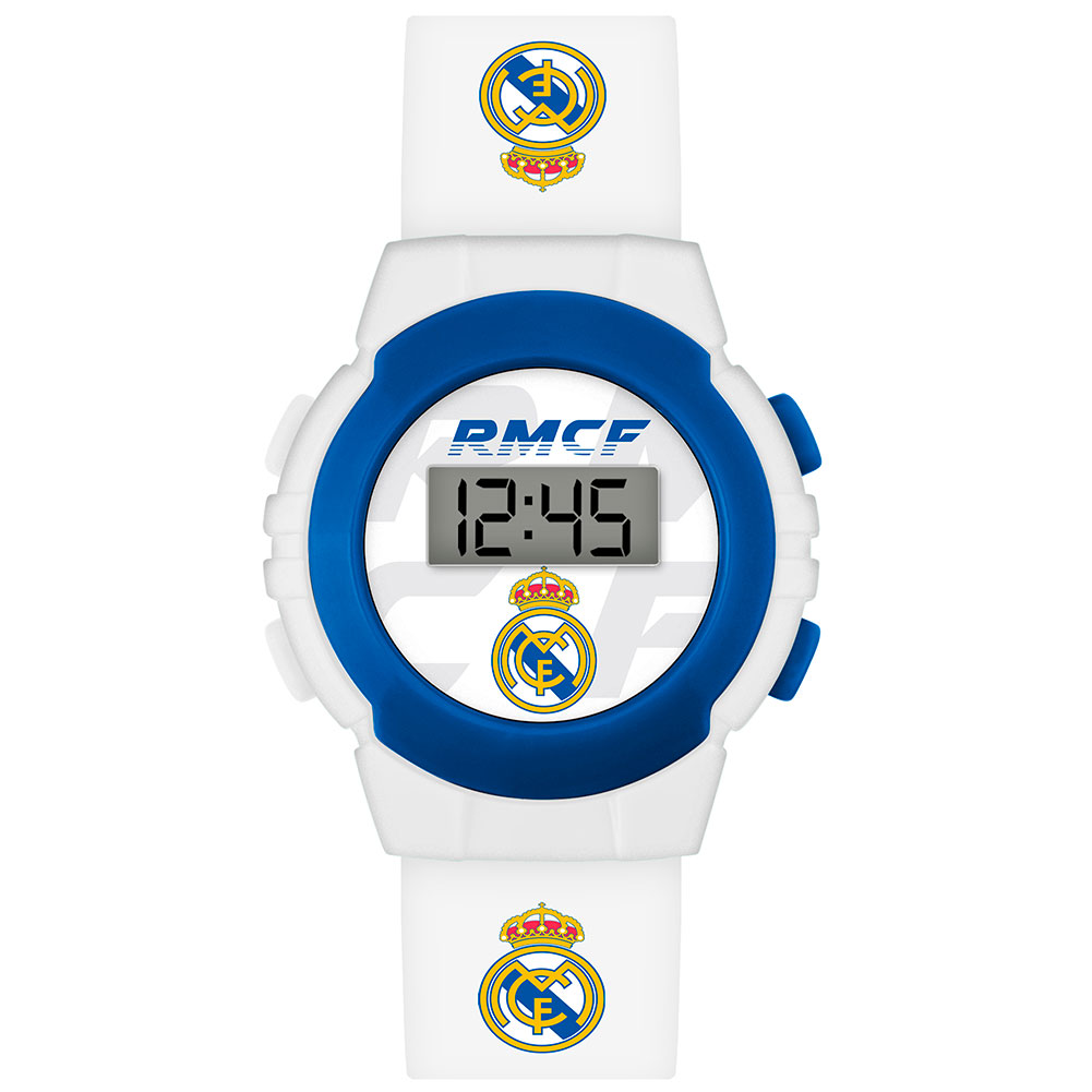 Real Madrid CF junior digital watch with an LCD display and a printed silicone strap