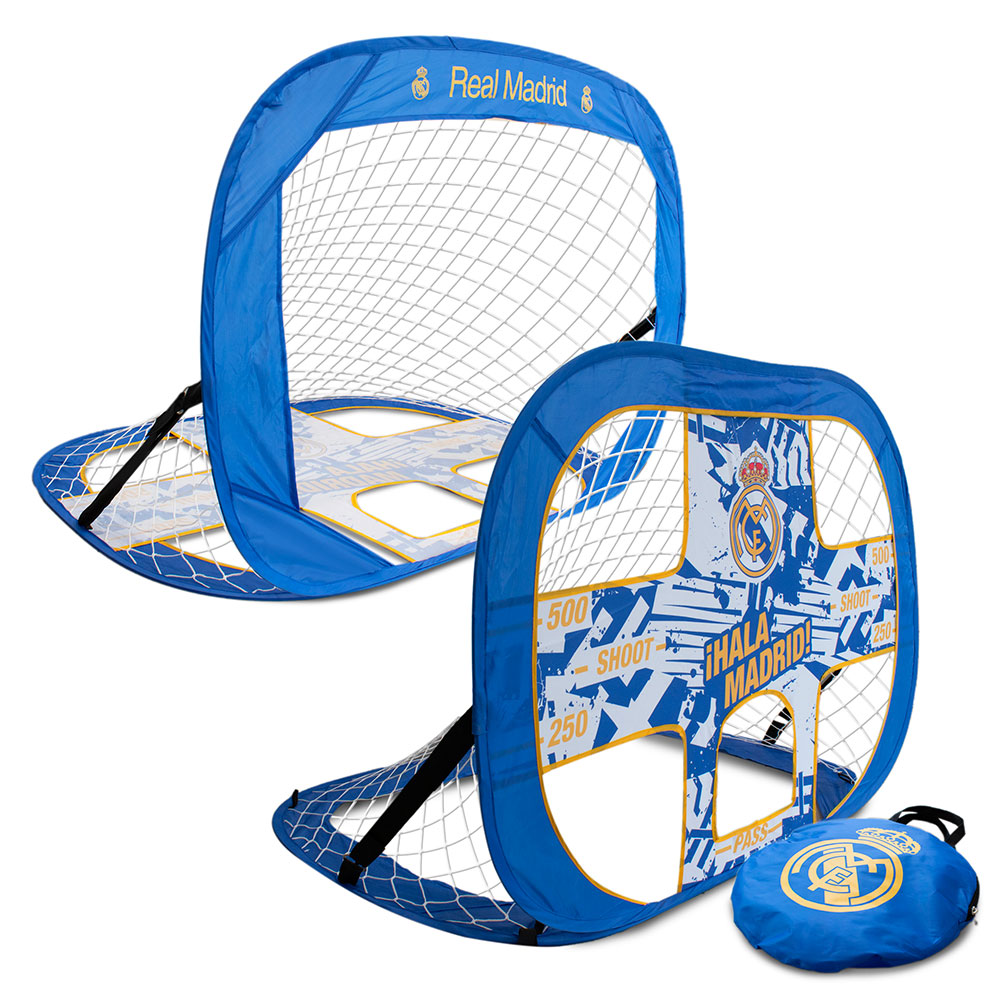 Real Madrid CF pop up football target goal in a display sleeve with a hand carry bag and ground pegs
