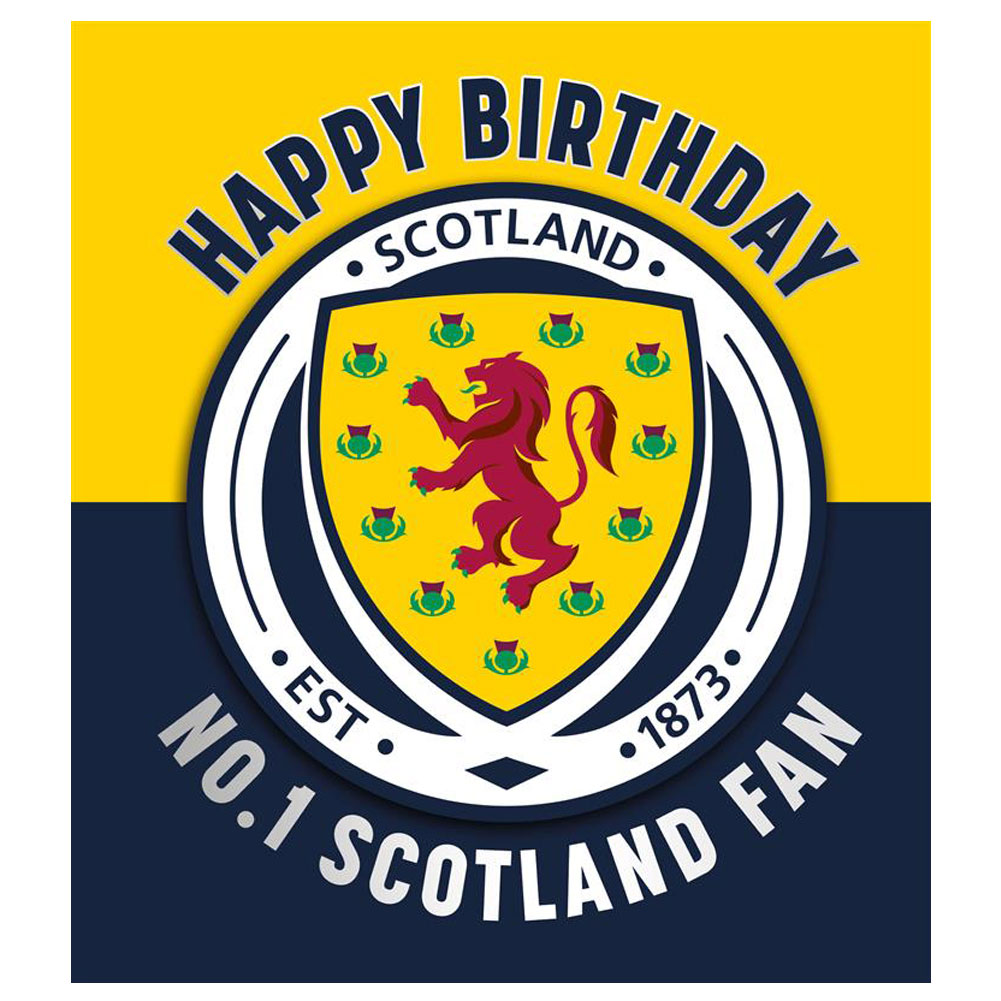Scottish FA gloss birthday card with a large full colour Scotland crest and No.1 Scotland Fan text
