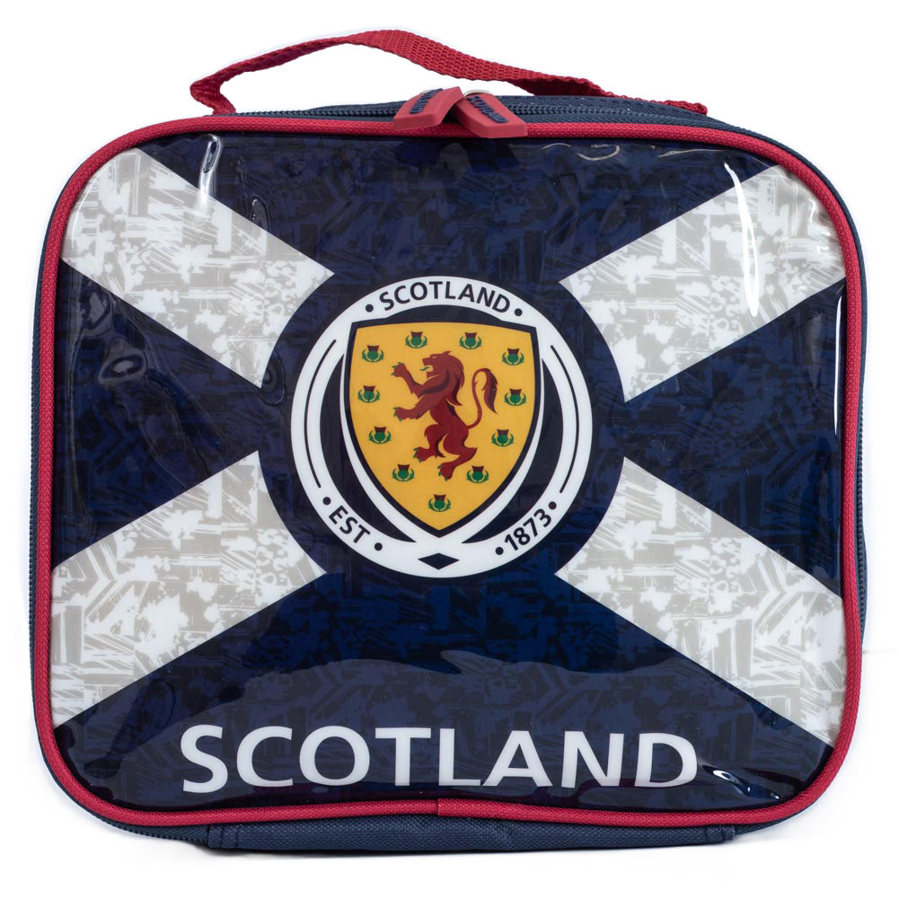 Navy blue Scottish FA lunch bag with Scotland text, a full colour Scotland crest and raised Scotland zip pulls